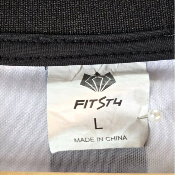 FitsTF Mens Referee Jersey Shirt V-Neck Size L Black White Stipe Sports Umpire - Picture 8 of 10